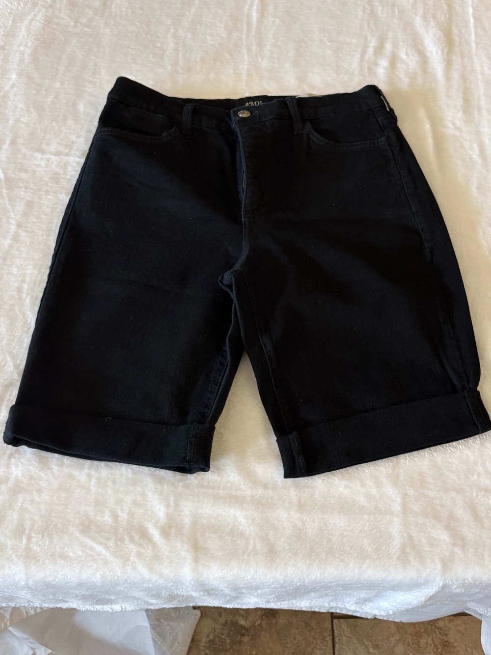 NYDJ Black Cuffed Bermuda Shorts for Women